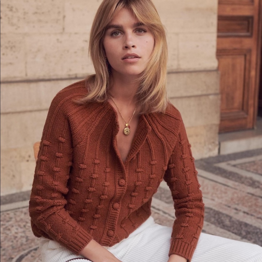 Sezane ELMUT sweater cardigan Mika brown sz M